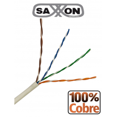 SAXXON OUTP6COP305BC - Bobina de Cable UTP Cat6 100% Cobre/ 305 Metros/ Color Blanco/ Uso Interior/ 4 Pares/ Categoría 6/ Soporta Pruebas Fluke Test/ UL444/ CERT ISO9001/ RoSH